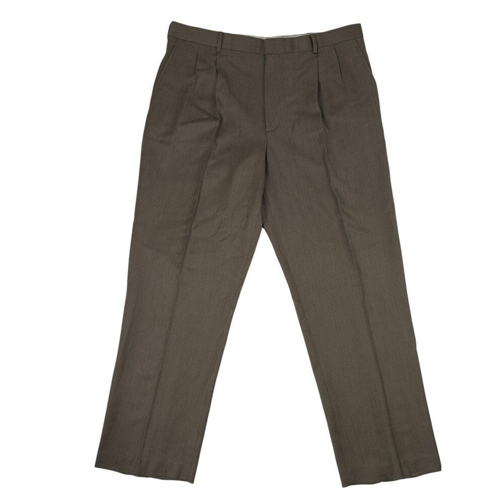 JCrew Pants Mens 38x32 Brown 100% Wool Suit Slacks Classic Tapered Work Suit